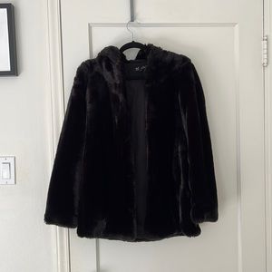 EUC Black Faux Fur Hooded Zara Coat
